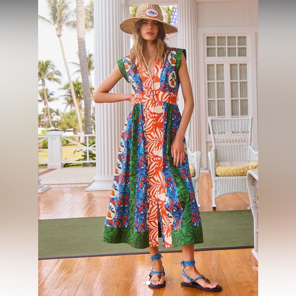 Hunter Bell April Dress - size 12 - NEW - Orange Grove Combo Dress